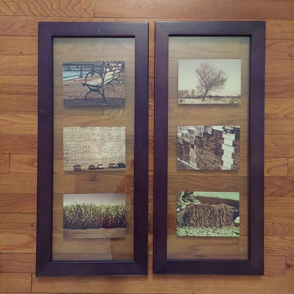 2 Large 28 x 12 Horizontal or Vertical Wall Hanging Double Glass Display Frames